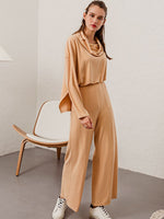 Load image into Gallery viewer, Simplee Elegant Solid long sleeve women two-piece jumpsuit Autumn winter pocket casual summer ladies fashion party jumpsuits