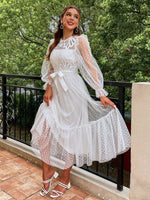 Load image into Gallery viewer, Simplee Elegant lantern sleeve lace party dress
