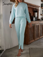 Load image into Gallery viewer, Simplee Casual split pleated women autumn pant set