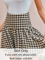 Load image into Gallery viewer, Simplee Office plaid shawl collar women blazer autumn Elegant houndstooth high waist pleated skirt Long sleeve pocket blazer