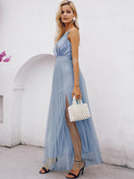 Load image into Gallery viewer, Simplee Mesh backless pink lace women blue party long dress summer Elegant v-neck even maxi dresses