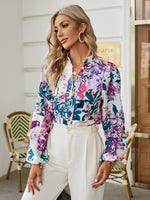 Load image into Gallery viewer, Simplee Elegant lantern sleeve loose print women shirt