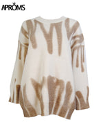 Load image into Gallery viewer, Aproms Korean Fashion Khaki Stripes Print Loose Sweaters