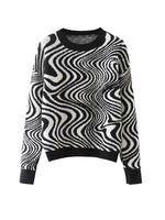 Load image into Gallery viewer, Aproms Elegant Black White Striped Sweaters