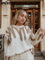 Load image into Gallery viewer, Aproms Korean Fashion Khaki Stripes Print Loose Sweaters