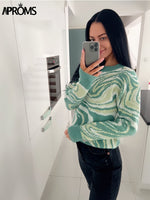 Load image into Gallery viewer, Aproms Elegant Green Tie Dye Knitted Sweater
