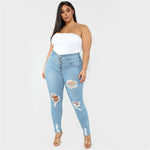 Load image into Gallery viewer, Women&#39;s Plus size jeans Black and blue high waist ripped jeans Fashion casual skinny denim pencil pants L-5XL drop shipping
