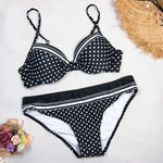 Load image into Gallery viewer, Sexy Swimwear Bikinis Black  Swimming Suit For Women Dot Polka Swimsuit Padded Push-up Bikini Set
