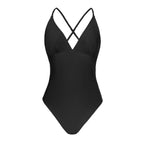 Load image into Gallery viewer, SEASELFIE V-neck Solid Blue One-piece Swimsuit For Women Sexy Cut Out Monokini Swimwear Beach Bathing Suit Beachwear
