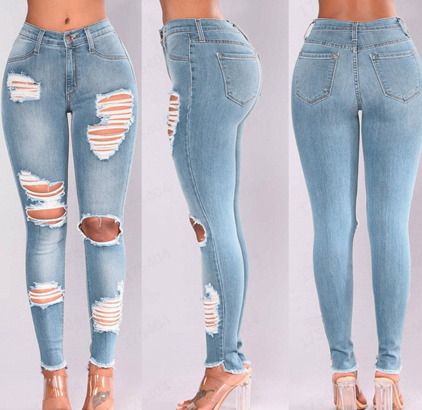 2023 Hot Sale Ripped Jeans for Women Fashion Slim Stretch Denim Pencil Pants Street Hipster Trousers Casual Female Clothing