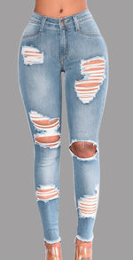 Load image into Gallery viewer, 2023 Hot Sale Ripped Jeans for Women Fashion Slim Stretch Denim Pencil Pants Street Hipster Trousers Casual Female Clothing
