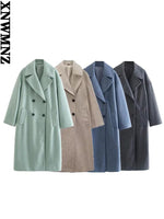 Load image into Gallery viewer, XNWMNZ women double breasted loose woolen coat
