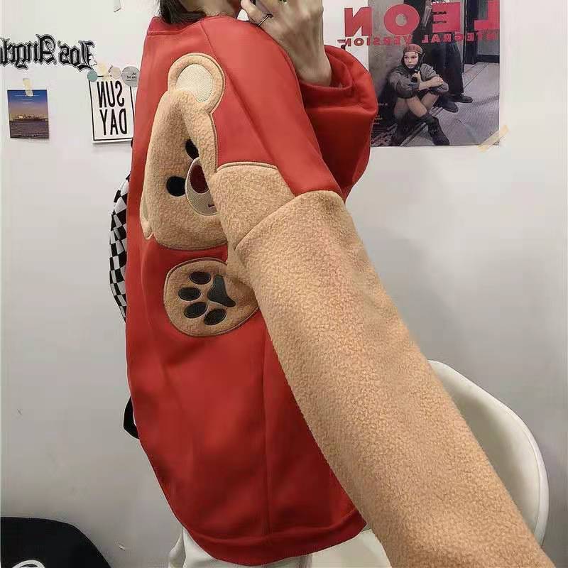 Autumn Winter Women Fleece Bear Sweatshirts