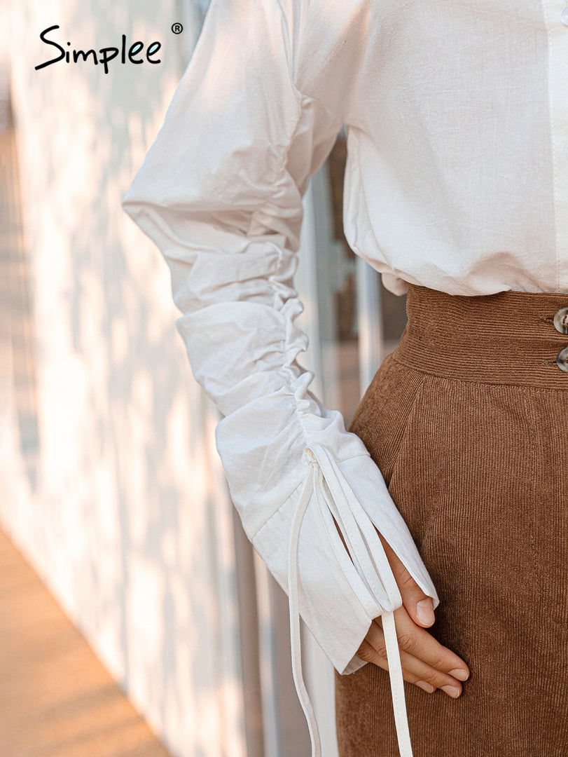 Simplee Cotton shirring pocket women shirt