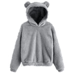 Load image into Gallery viewer, Fluffy hoodies Women kawaii Sweatshirt cute bear ear cap Autumn Winter Warm pullover Long Sleeve outwear Fleece coat moletom new
