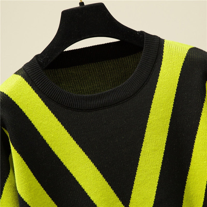 Knitted Women Sweater Loose Striped Jersey