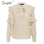 Load image into Gallery viewer, Simplee Vintage ruffles elegant women blouse shirts
