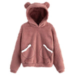 Load image into Gallery viewer, Fluffy hoodies Women kawaii Sweatshirt cute bear ear cap Autumn Winter Warm pullover Long Sleeve outwear Fleece coat moletom new
