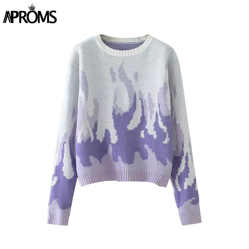 Aproms Elegant Purple Tie Dye Knitted