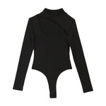 Load image into Gallery viewer, Sexy Women Long Sleeve Bodysuit Stretch Leotard Tops Black Turtleneck Romper
