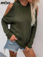 Load image into Gallery viewer, Aproms Elegant Cold Shoulder Knitted Loose Sweaters Women
