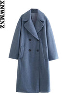 Load image into Gallery viewer, XNWMNZ women double breasted loose woolen coat
