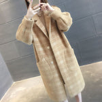 Load image into Gallery viewer, long plaid coat autumn winter thick loose suit collar warm autumn winter coat
