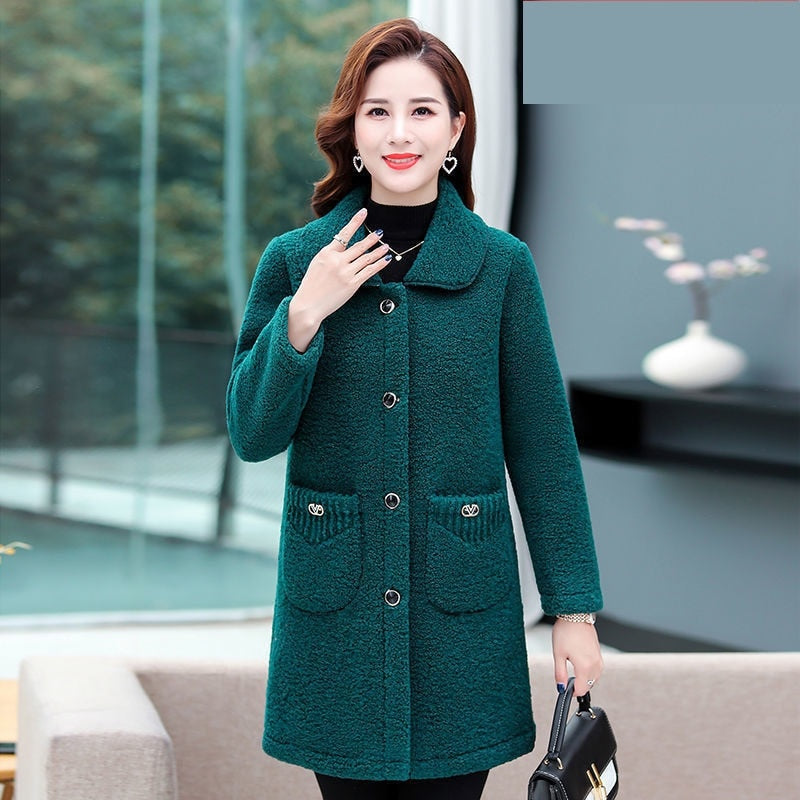 Middle-aged Mothers Faux lamb Wool Coat