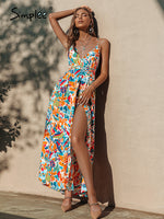 Load image into Gallery viewer, Simplee Sexy holiday print straps backless summer party dress
