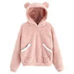 Load image into Gallery viewer, Fluffy hoodies Women kawaii Sweatshirt cute bear ear cap Autumn Winter Warm pullover Long Sleeve outwear Fleece coat moletom new
