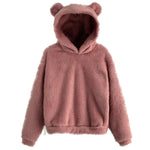 Load image into Gallery viewer, Fluffy hoodies Women kawaii Sweatshirt cute bear ear cap Autumn Winter Warm pullover Long Sleeve outwear Fleece coat moletom new
