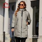 Load image into Gallery viewer, Spring coats Women parkas plus size Long warm zipper hooded pockets padded clothing
