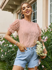 White Elegant Lace Stitching Women T-Shirt