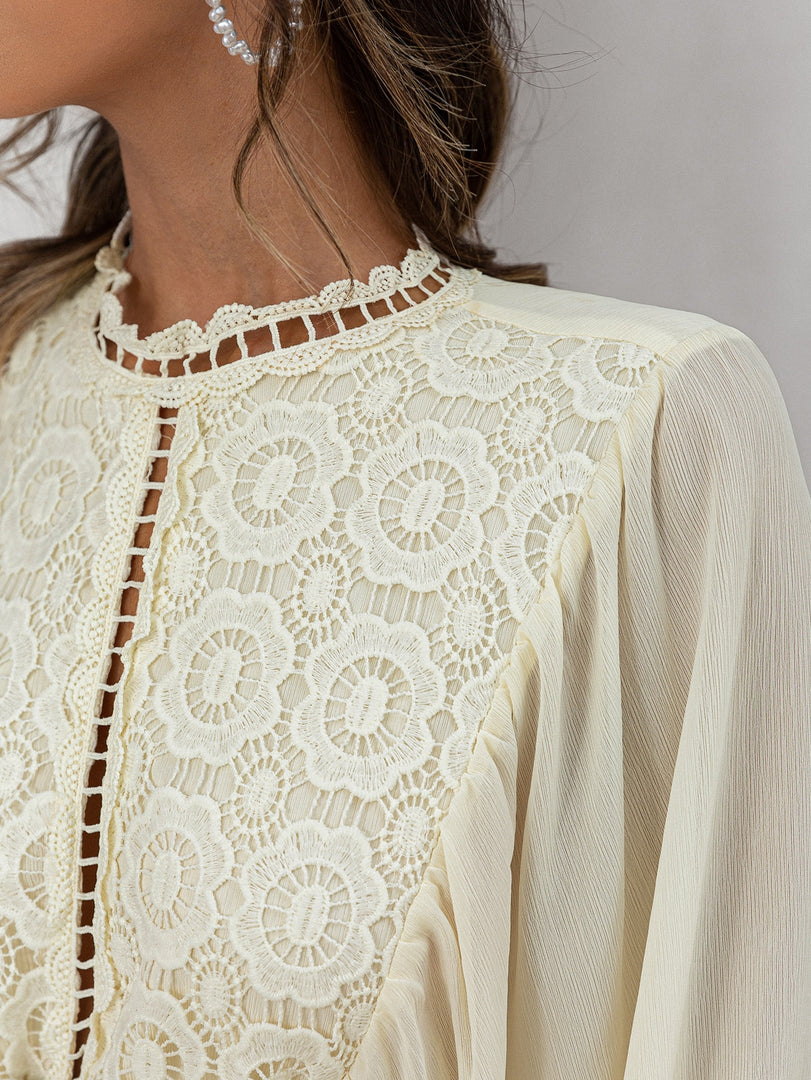 Simplee Elegant lace patchwork chiffon women dress summer
