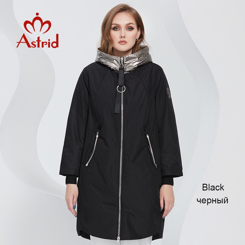 Spring coats Women parkas plus size Long warm zipper hooded pockets padded clothing