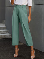 Load image into Gallery viewer, Simplee Solid high waist office lady trousers Loose casual apricot summer women pants
