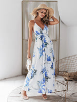 Load image into Gallery viewer, Simplee Sexy holiday print straps backless summer party dress
