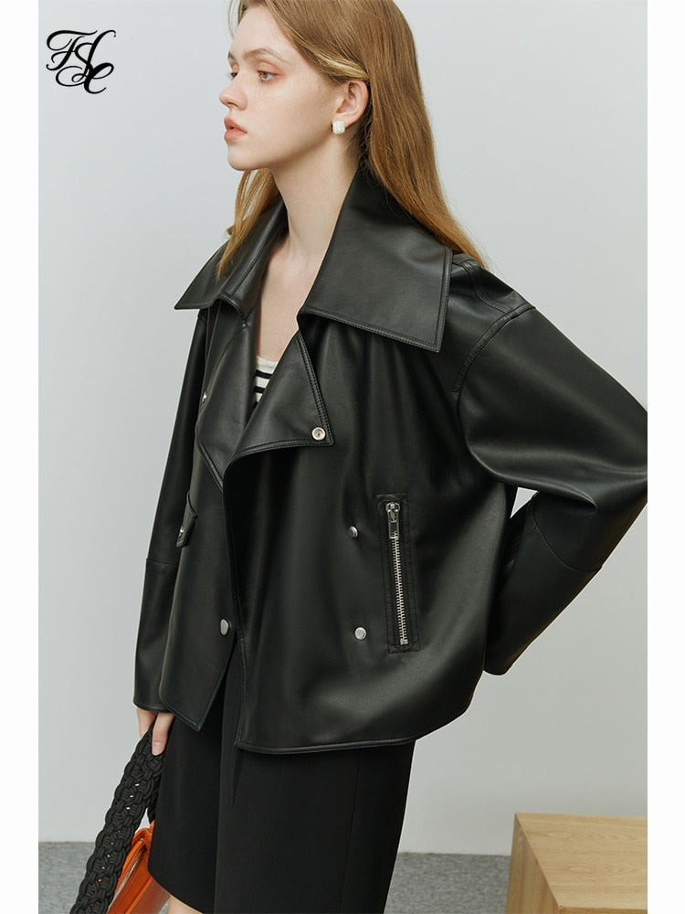 FSLE Commuter Style Leather Jacket Women