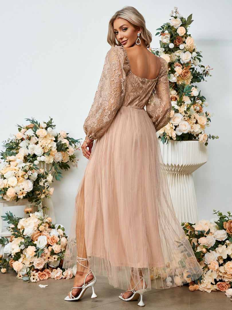 Simplee Elegant embroidery tulle floral wedding dress