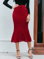 Load image into Gallery viewer, Simplee Sexy wine red autumn winter solid women skirt
