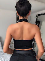 Load image into Gallery viewer, E-girl Punk Style Choker Halter Top Black Women Sexy Y2K Fashion Slim Cami Backless Buckle Top 90s Summer Tank Tops
