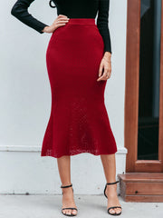 Simplee Sexy wine red autumn winter solid women skirt