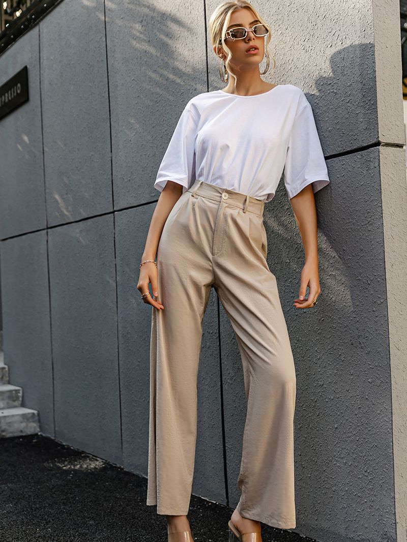 Simplee Casual wide leg solid ladies long pants