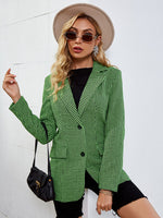 Load image into Gallery viewer, Simplee Houndstooth green pocket office blazer
