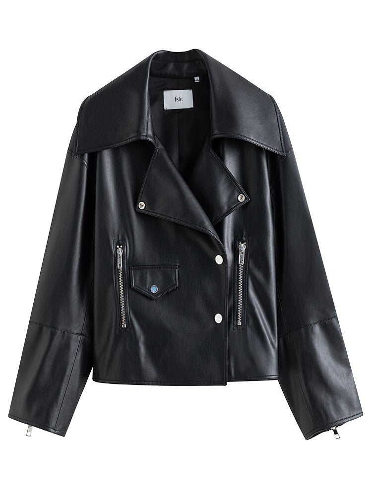 FSLE Commuter Style Leather Jacket Women