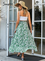 Load image into Gallery viewer, Simplee Boho lace up beach green print summer skirt
