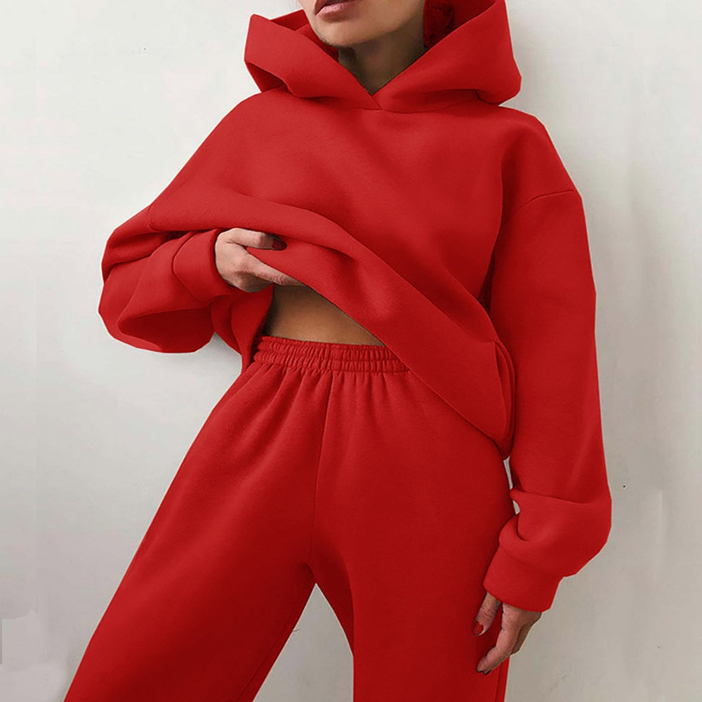 Women Casual Tracksuit Autumn Fashion Casual Hooded Two Piece