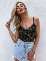 Load image into Gallery viewer, Simplee Sexy polka dot lace chiffon women sling Chic summer stitching suspender top

