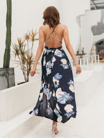 Load image into Gallery viewer, Simplee Sexy holiday print straps backless summer party dress
