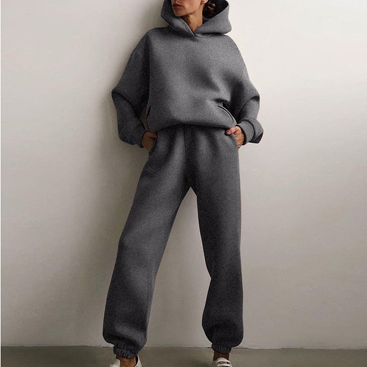 Women Casual Tracksuit Autumn Fashion Casual Hooded Two Piece